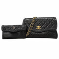 Chanel Shoulder Bag Quilted Lambskin Black Gold