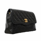 Chanel Shoulder Bag Quilted Lambskin Black Gold — view 2