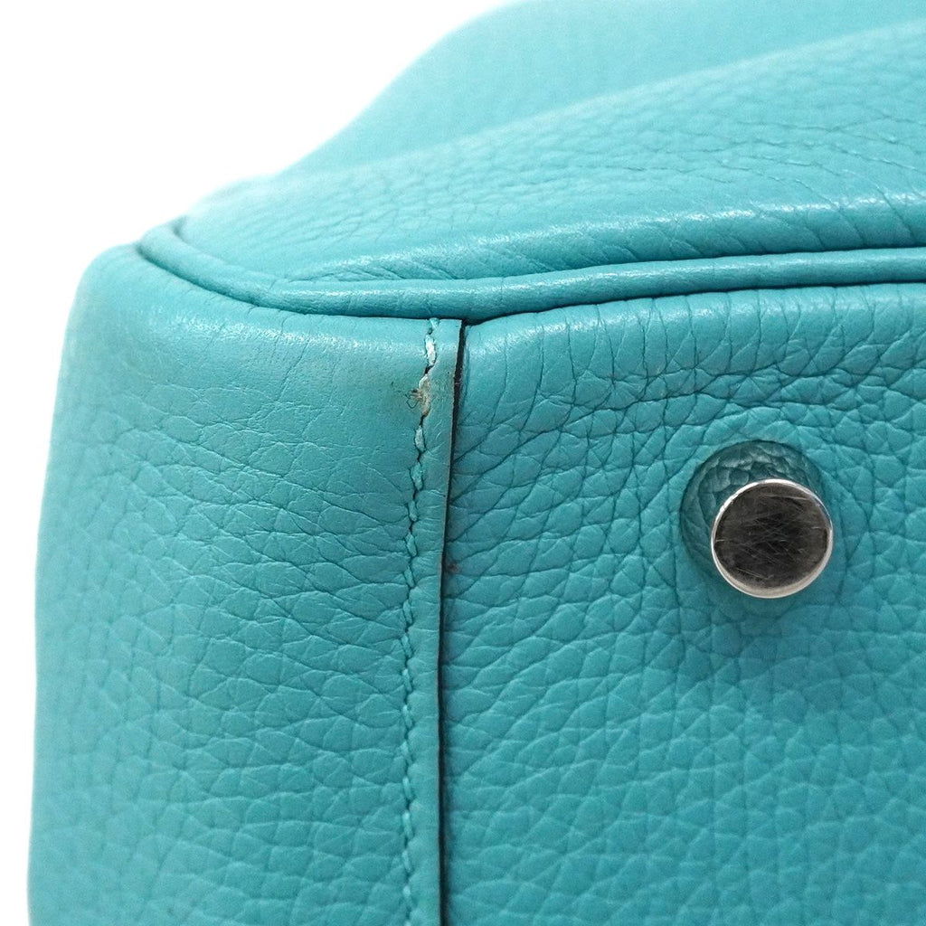 Hermes Handbag Lindy 30 Taurillon Clemence Blue Sun Seal Silver 2-Way Bag — view 7