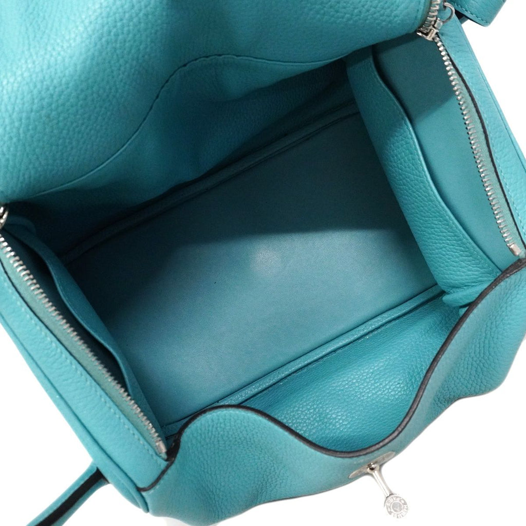 Hermes Handbag Lindy 30 Taurillon Clemence Blue Sun Seal Silver 2-Way Bag — view 4