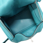 Hermes Handbag Lindy 30 Taurillon Clemence Blue Sun Seal Silver 2-Way Bag — view 4