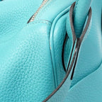 Hermes Handbag Lindy 30 Taurillon Clemence Blue Sun Seal Silver 2-Way Bag — view 8