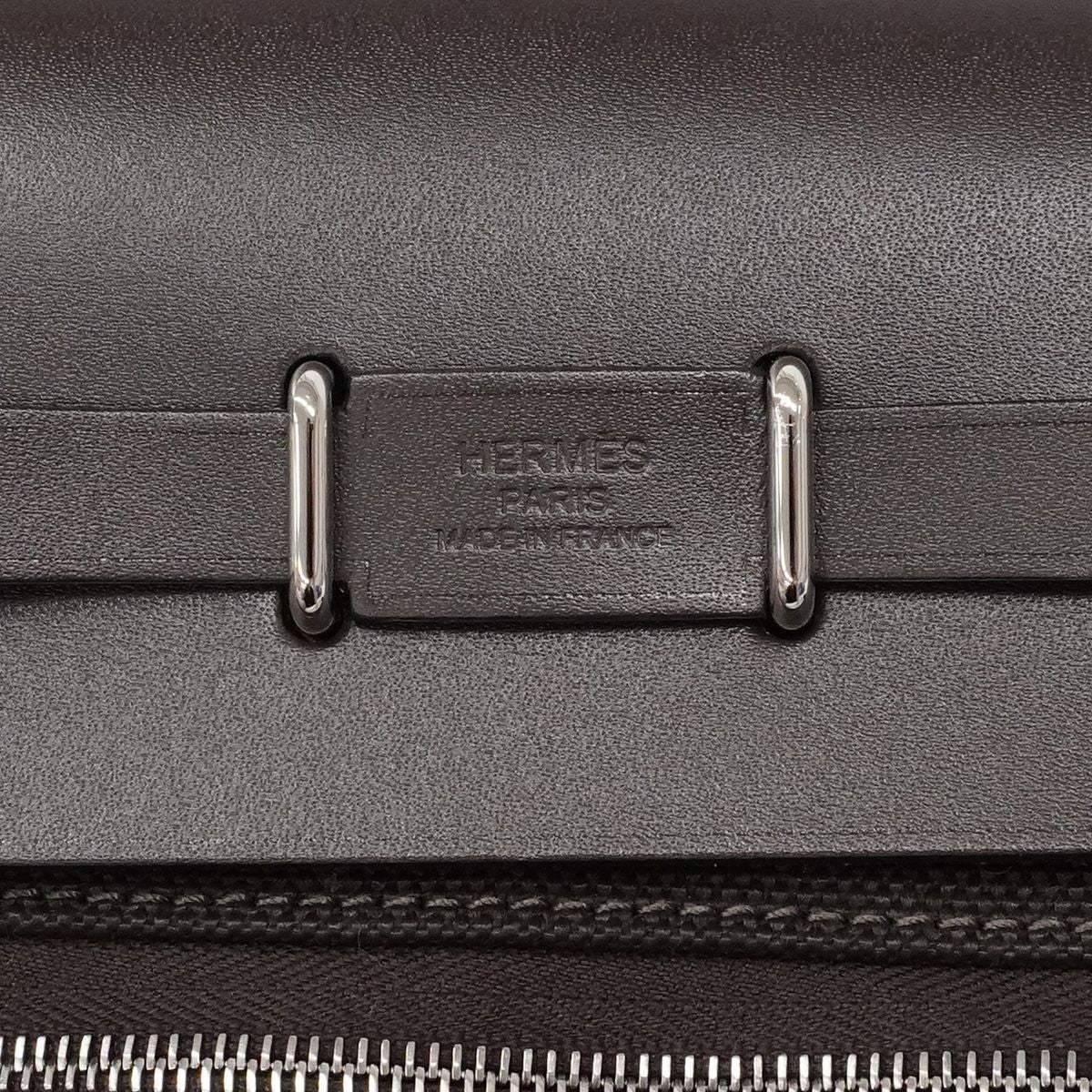Hermes Shoulder Bag Herbag Zip Mini Toile Military Ebene Silver — view 5