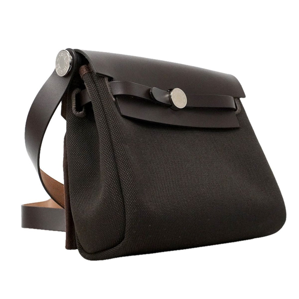 Hermes Shoulder Bag Herbag Zip Mini Toile Military Ebene Silver — view 2