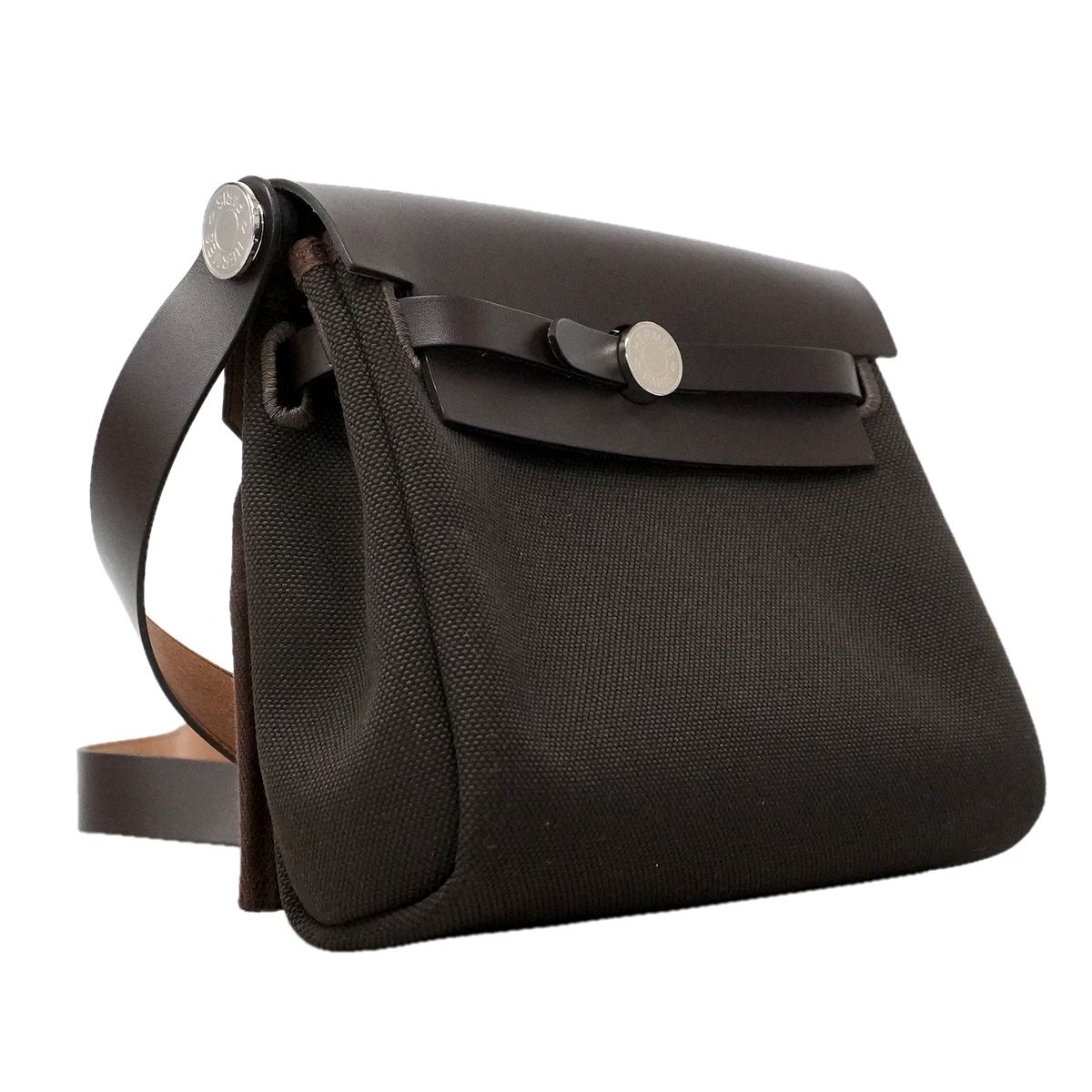 Hermes Shoulder Bag Herbag Zip Mini Toile Military Ebene Silver — view 2