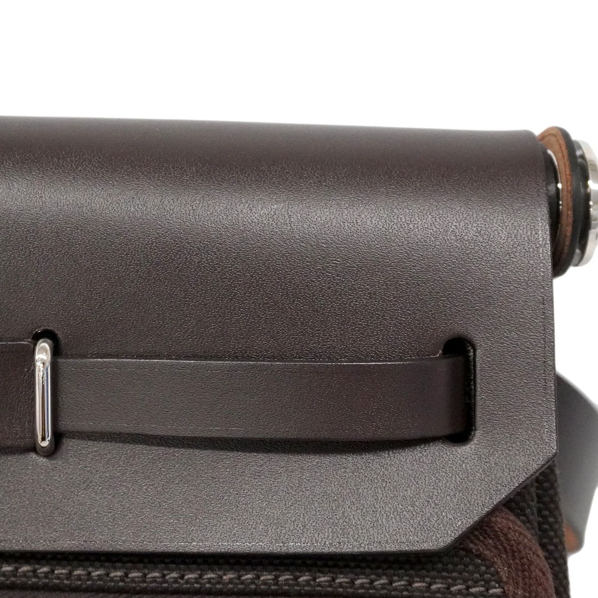 Hermes Shoulder Bag Herbag Zip Mini Toile Military Ebene Silver — view 8