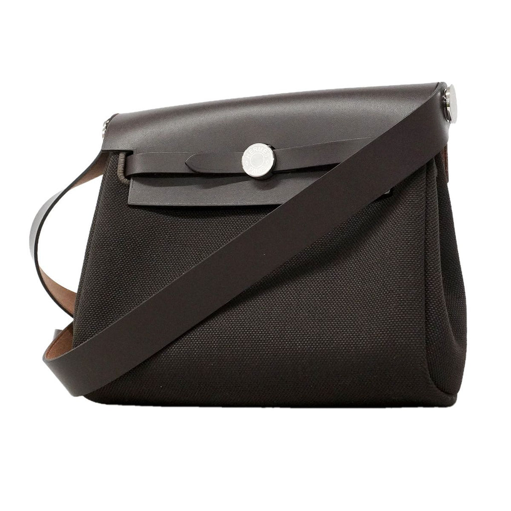 Hermes Shoulder Bag Herbag Zip Mini Toile Military Ebene Silver