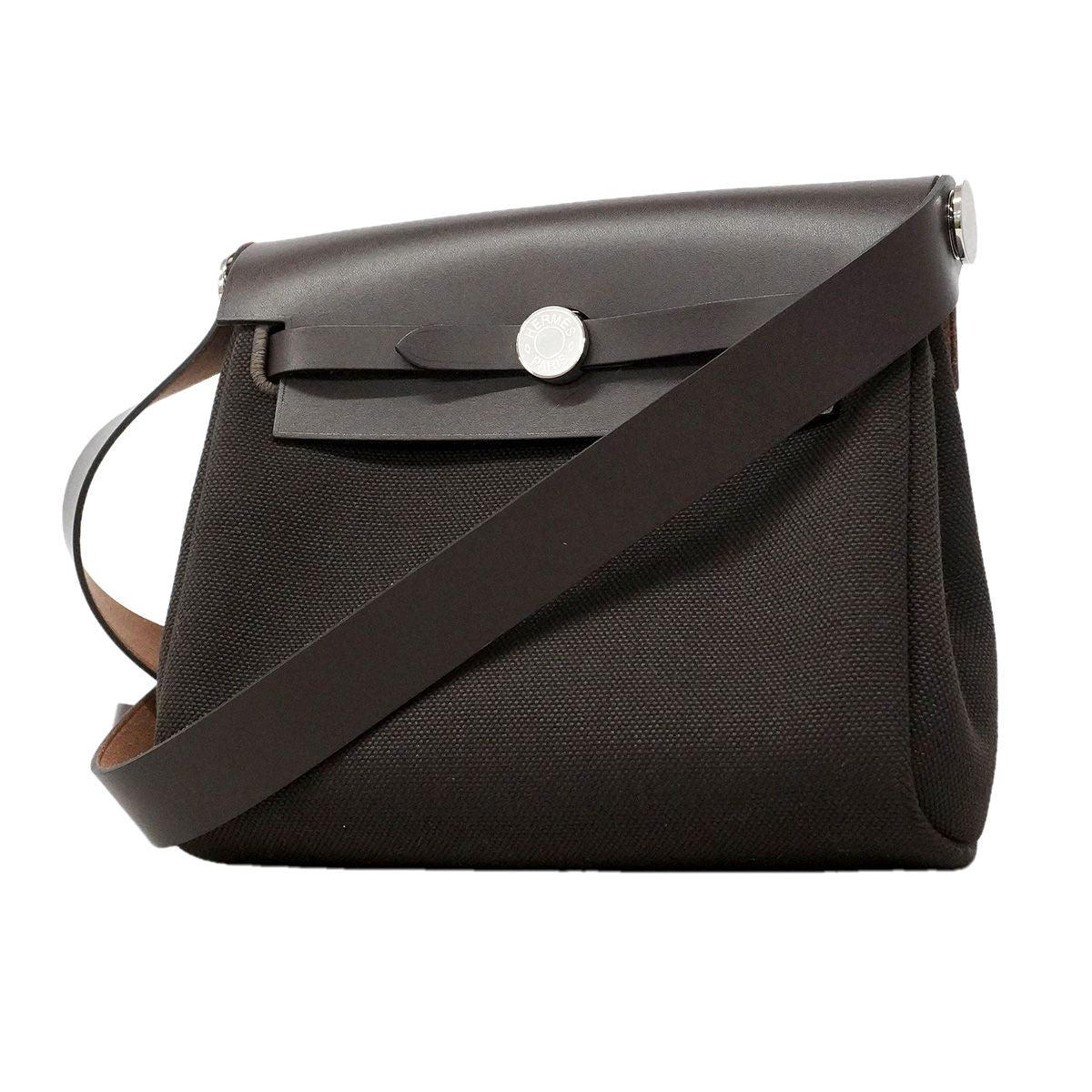 Hermes Shoulder Bag Herbag Zip Mini Toile Military Ebene Silver