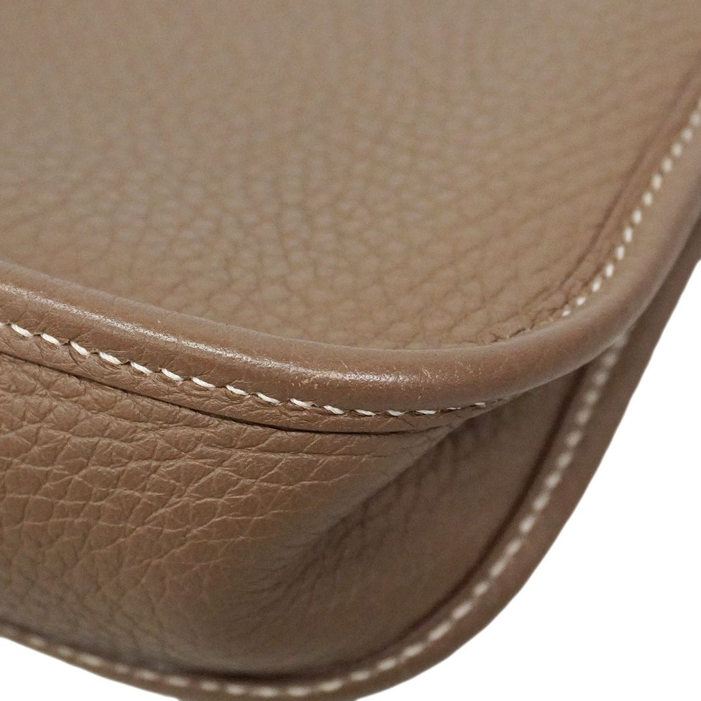 Hermes Shoulder Bag Evelyne TPM Taurillon Clemence Etoupe Silver — view 6