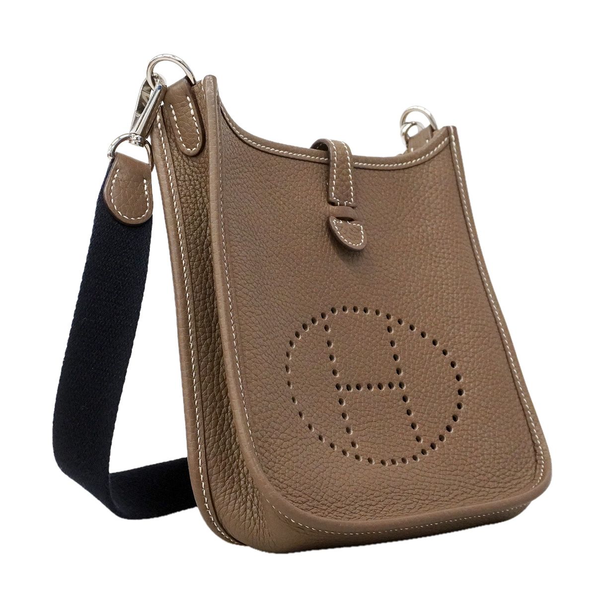 Hermes Shoulder Bag Evelyne TPM Taurillon Clemence Etoupe Silver — view 2