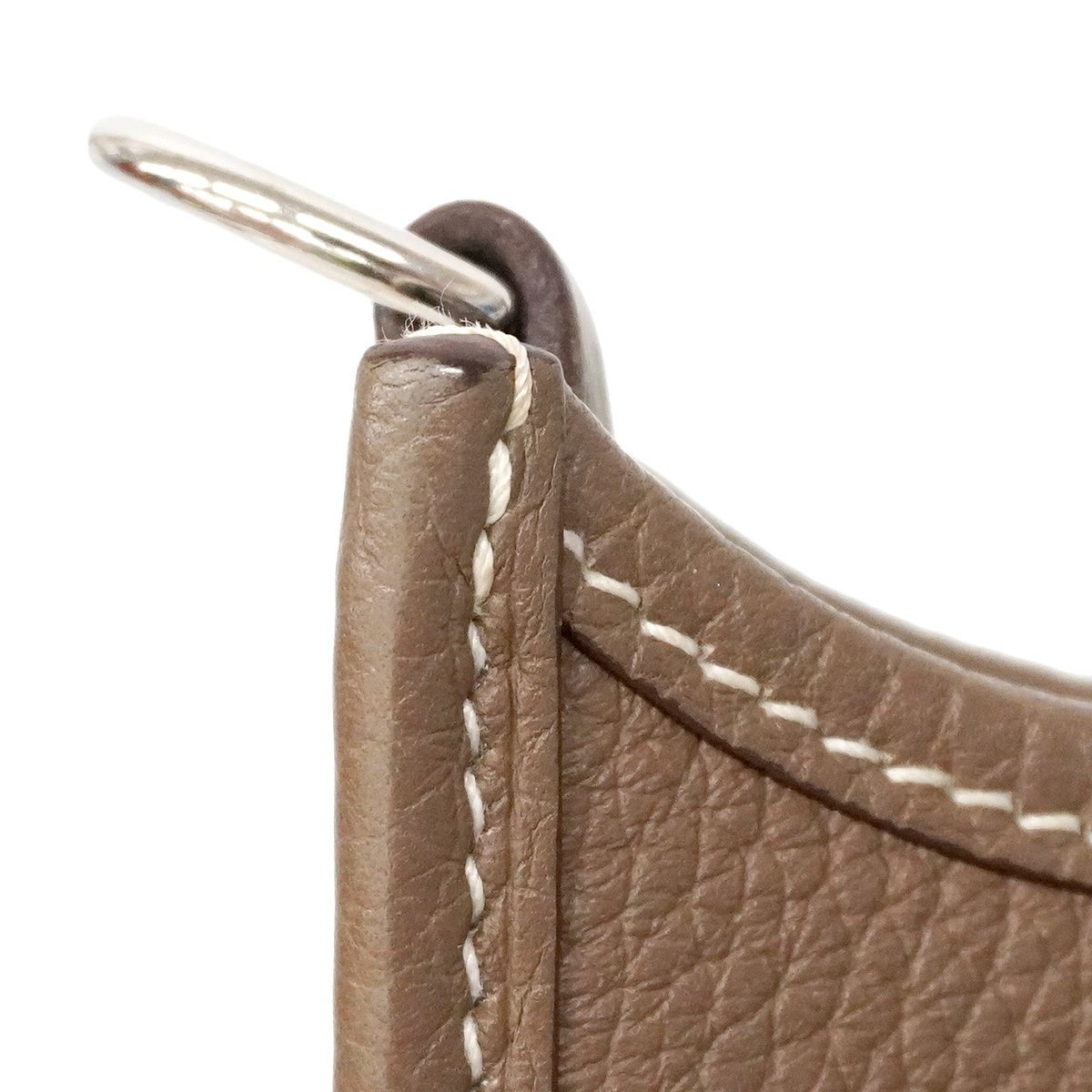 Hermes Shoulder Bag Evelyne TPM Taurillon Clemence Etoupe Silver — view 8