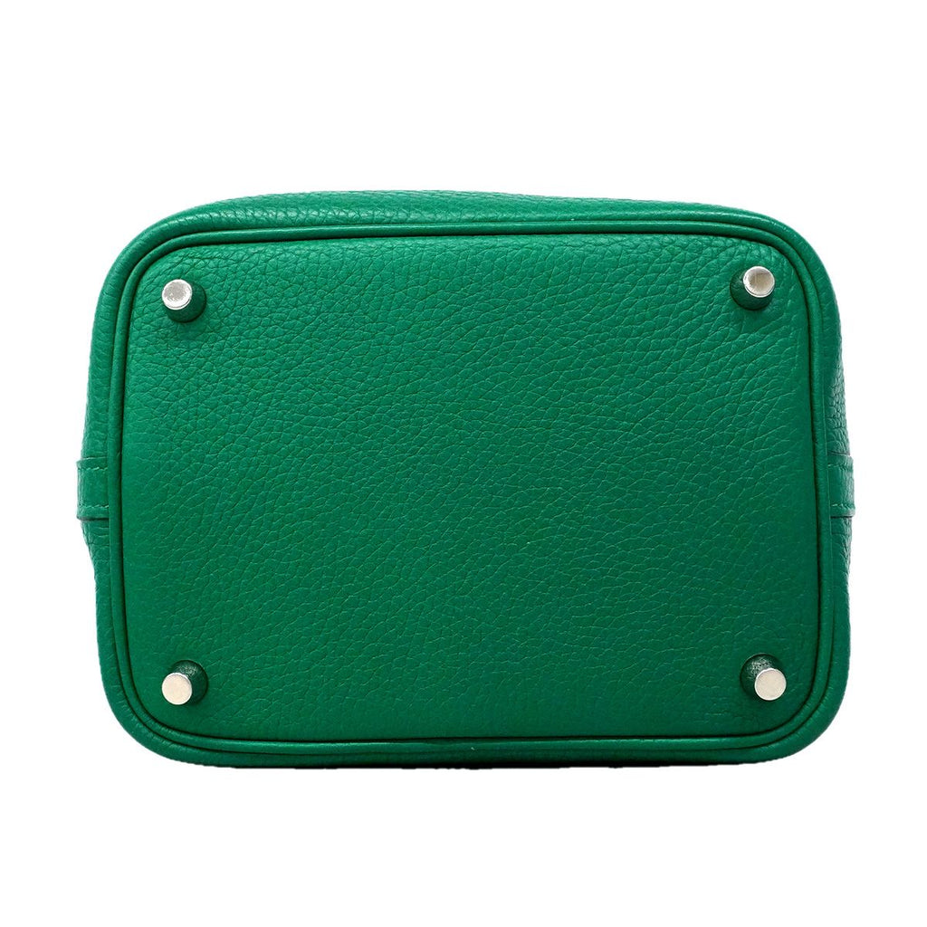 Hermes Handbag Picotin Lock PM Taurillon Clemence Vert Verdigo Silver — view 3