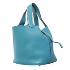 Hermes Handbag Picotin PM Taurillon Clemence Blue Jean Silver — view 2