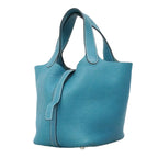 Hermes Handbag Picotin PM Taurillon Clemence Blue Jean Silver