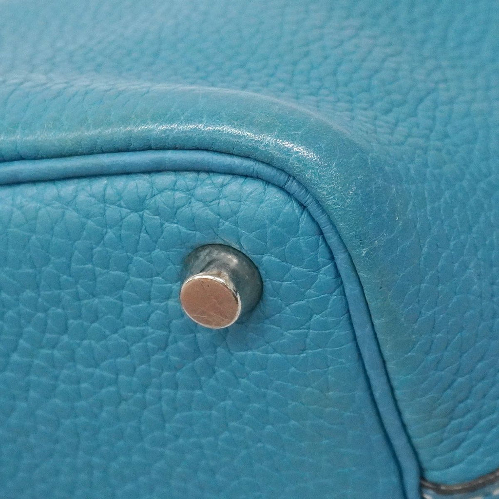 Hermes Handbag Picotin PM Taurillon Clemence Blue Jean Silver — view 6