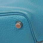 Hermes Handbag Picotin PM Taurillon Clemence Blue Jean Silver — view 6