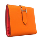 Hermes Wallet Bearn Compact Verso Veau Epsom Orange Rose Azalea Silver — view 2