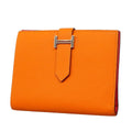 Hermes Wallet Bearn Compact Verso Veau Epsom Orange Rose Azalea Silver