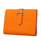 Hermes Wallet Bearn Compact Verso Veau Epsom Orange Rose Azalea Silver