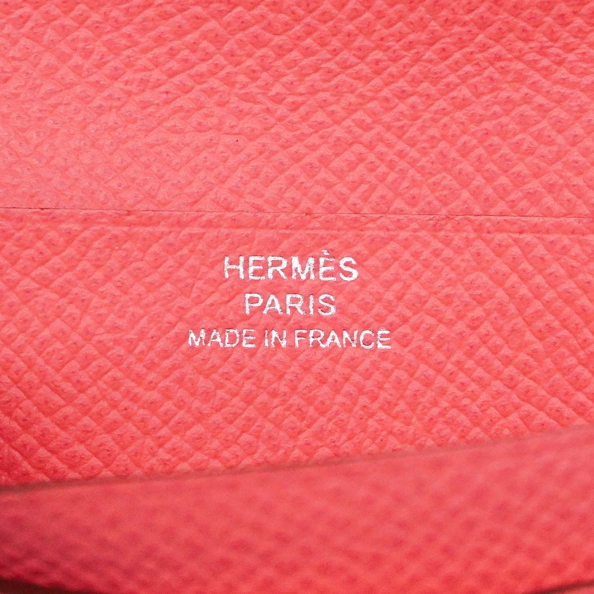 Hermes Wallet Bearn Compact Verso Veau Epsom Orange Rose Azalea Silver — view 5