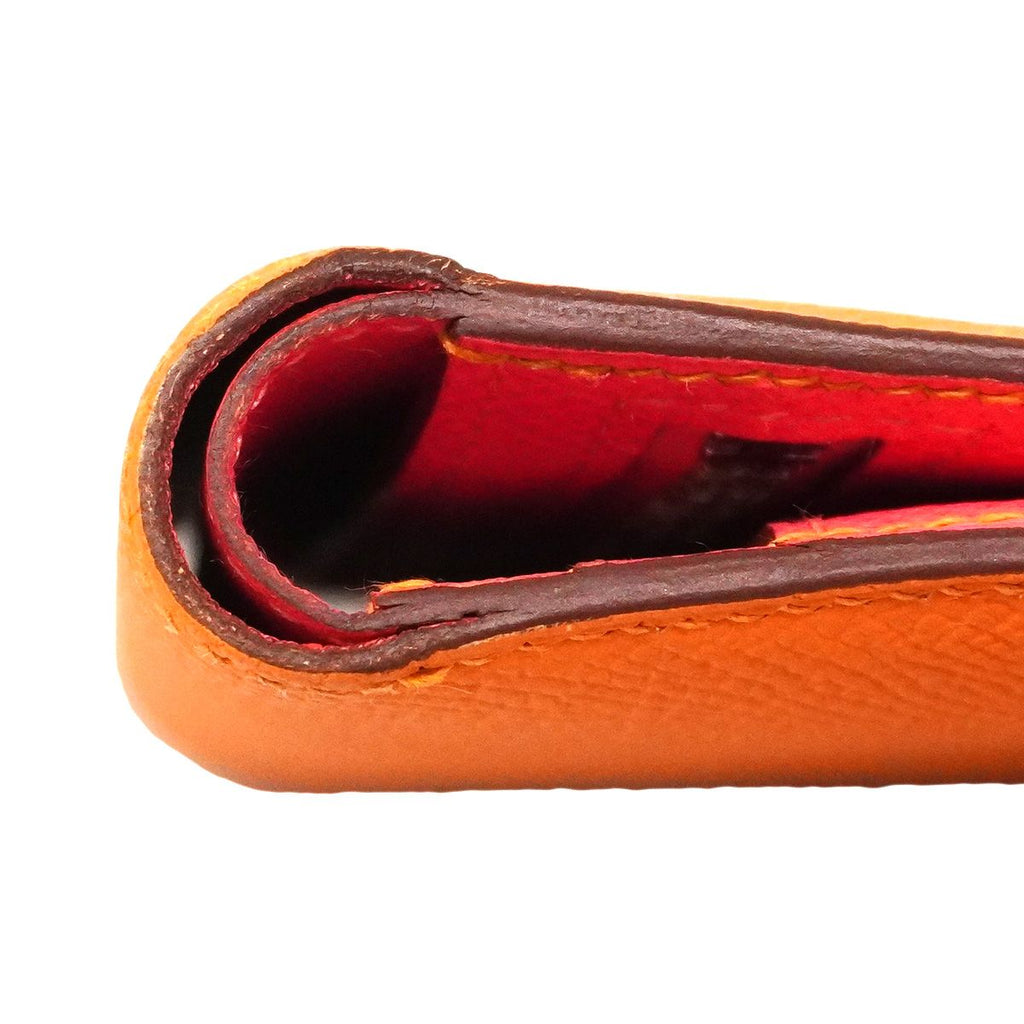 Hermes Wallet Bearn Compact Verso Veau Epsom Orange Rose Azalea Silver — view 6