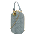 Dior Shoulder Bag Cannage Leather Blue Champagne Gold