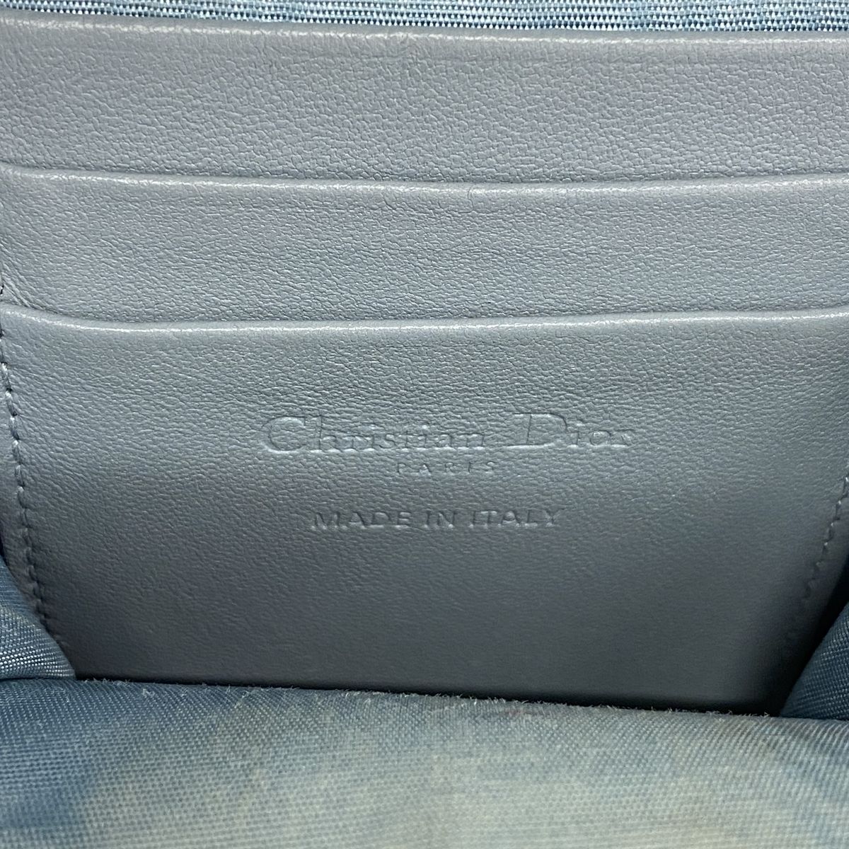 Dior Shoulder Bag Cannage Leather Blue Champagne Gold — view 5