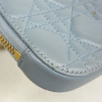 Dior Shoulder Bag Cannage Leather Blue Champagne Gold — view 6