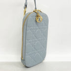 Dior Shoulder Bag Cannage Leather Blue Champagne Gold — view 2