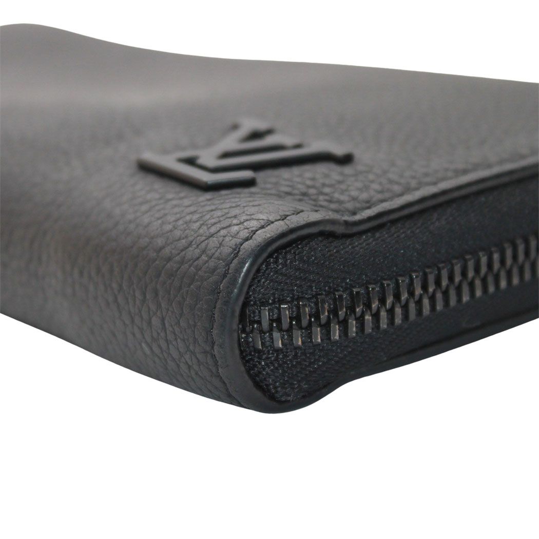 Louis Vuitton Wallet Leather Aerogram Zippy Horizontal Noir Black Zip Around — view 5