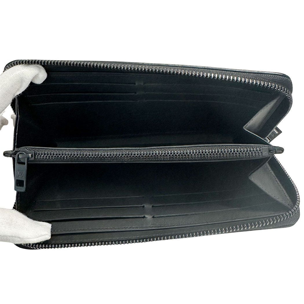 Louis Vuitton Wallet Leather Aerogram Zippy Horizontal Noir Black Zip Around — view 8