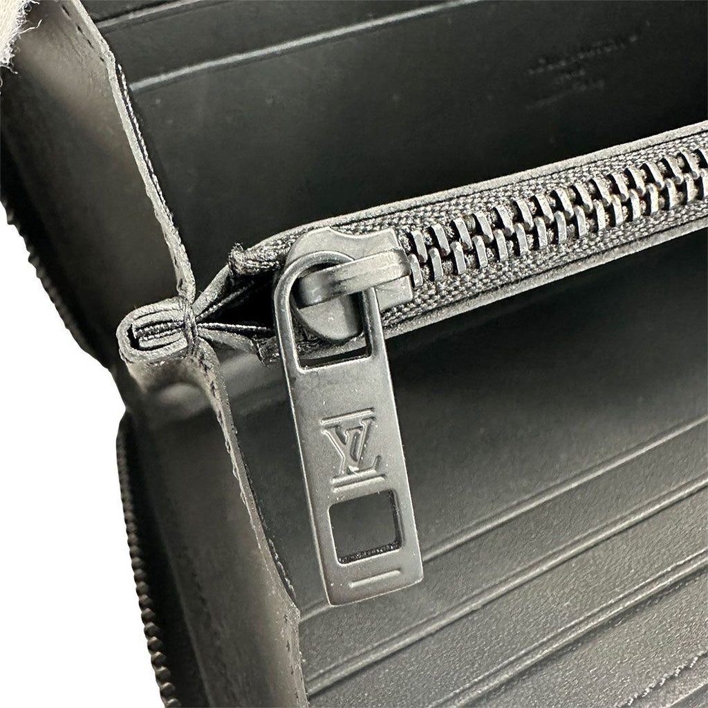 Louis Vuitton Wallet Leather Aerogram Zippy Horizontal Noir Black Zip Around — view 7
