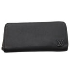 Louis Vuitton Wallet Leather Aerogram Zippy Horizontal Noir Black Zip Around