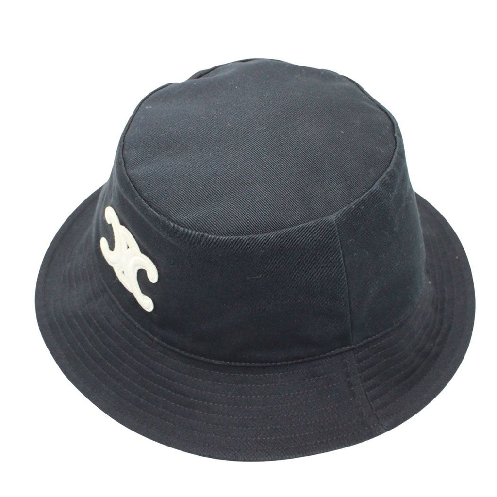 Celine Hat Cotton Triomphe Bucket Hat Black S Hat Logo Simple — view 6