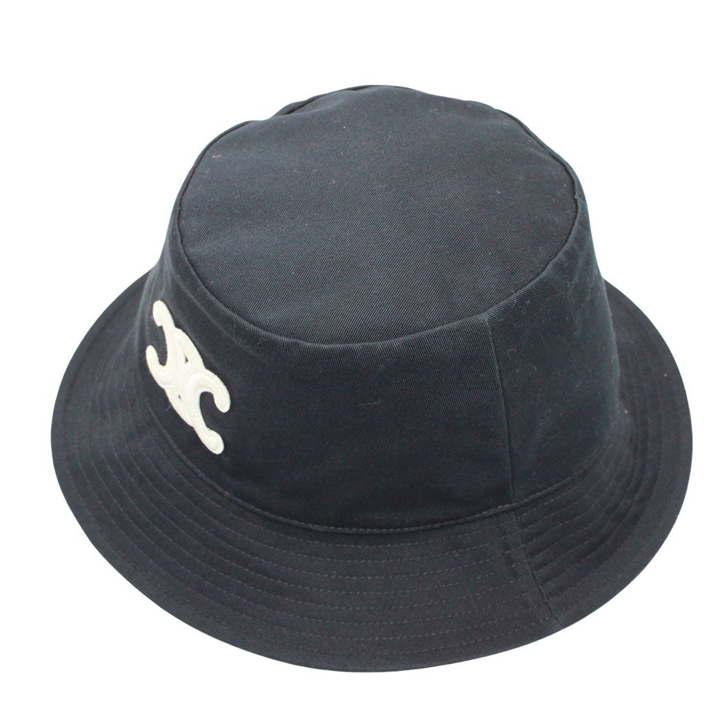 Celine Hat Cotton Triomphe Bucket Hat Black S Hat Logo Simple — view 6