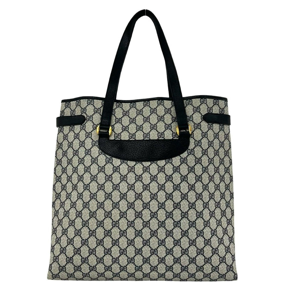 Gucci Vintage GG Logo Pattern Leather Tote Shoulder Bag Navy — view 3