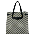 Gucci Vintage GG Logo Pattern Leather Tote Shoulder Bag Navy — view 3