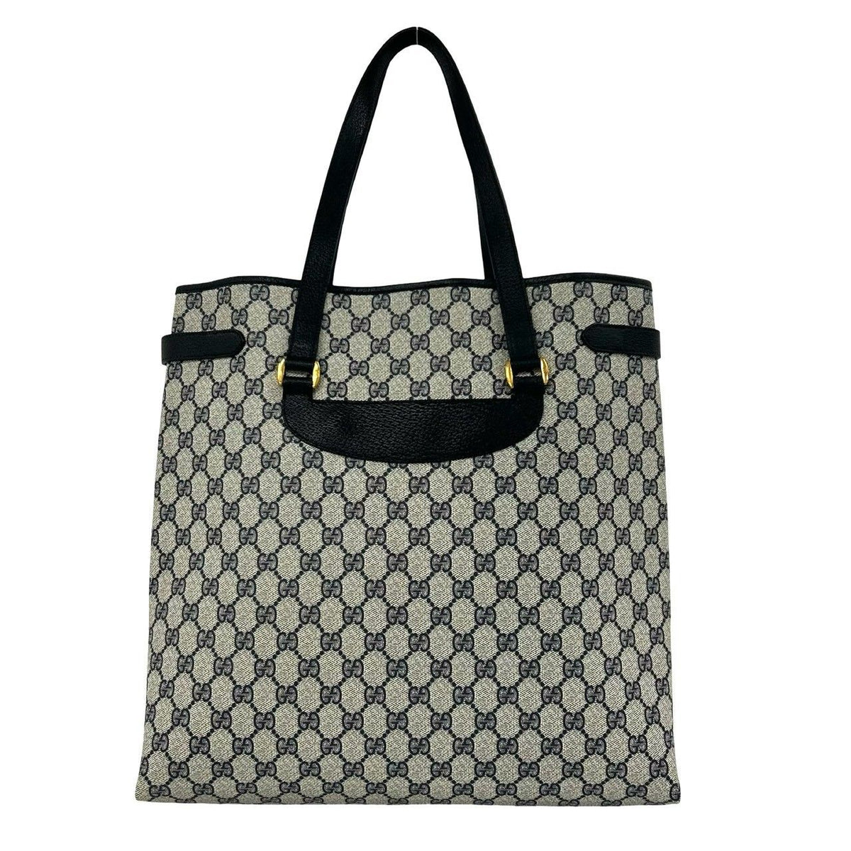 Gucci Vintage GG Logo Pattern Leather Tote Shoulder Bag Navy — view 3