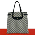 Gucci Vintage GG Logo Pattern Leather Tote Shoulder Bag Navy
