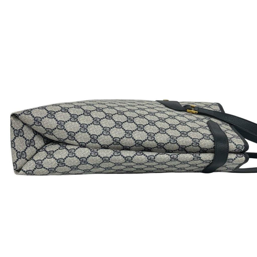 Gucci Vintage GG Logo Pattern Leather Tote Shoulder Bag Navy — view 6