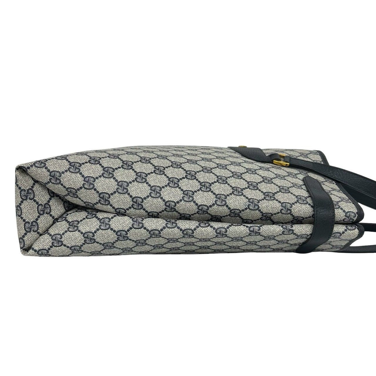 Gucci Vintage GG Logo Pattern Leather Tote Shoulder Bag Navy — view 6