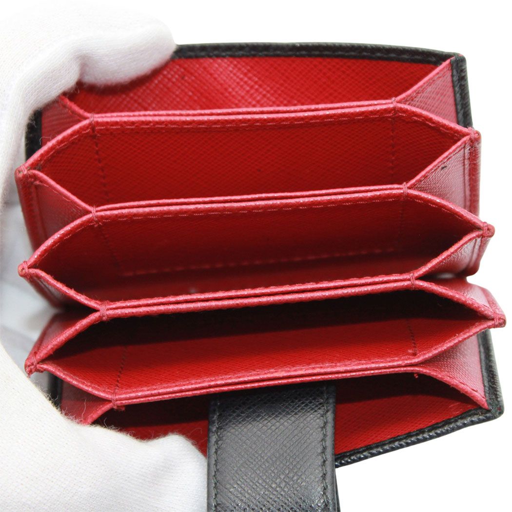 Prada Card Case Saffiano Black Red Accordion — view 7