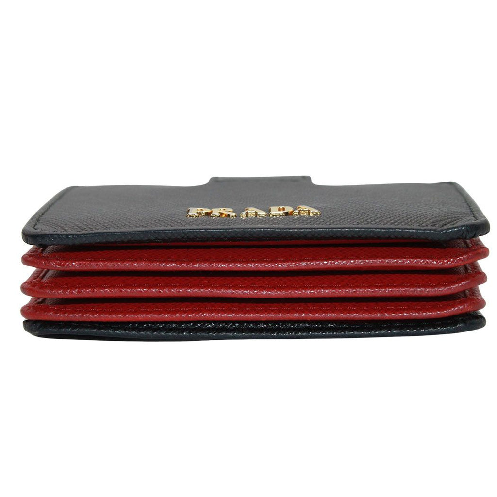 Prada Card Case Saffiano Black Red Accordion — view 3