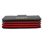 Prada Card Case Saffiano Black Red Accordion — view 3