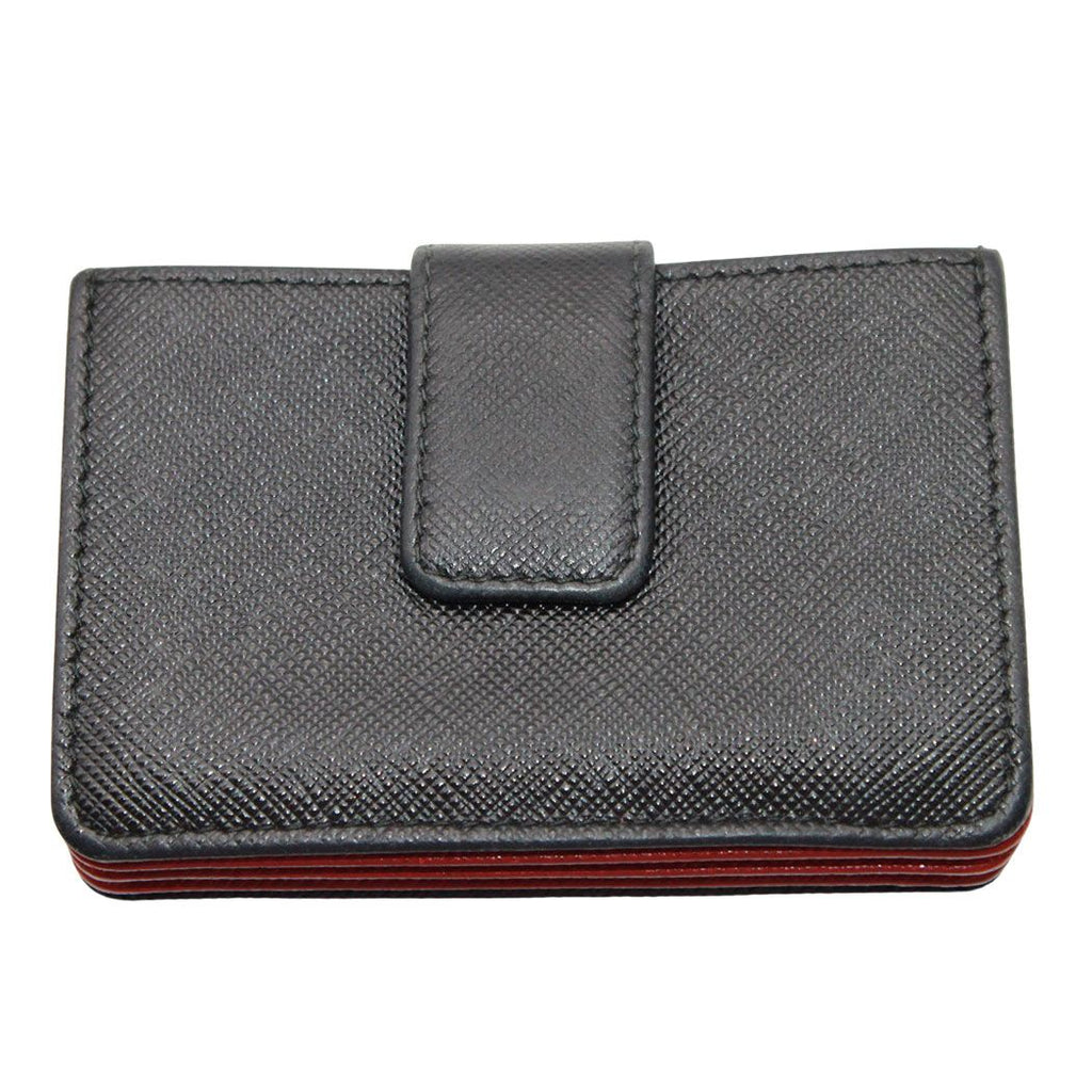 Prada Card Case Saffiano Black Red Accordion — view 2