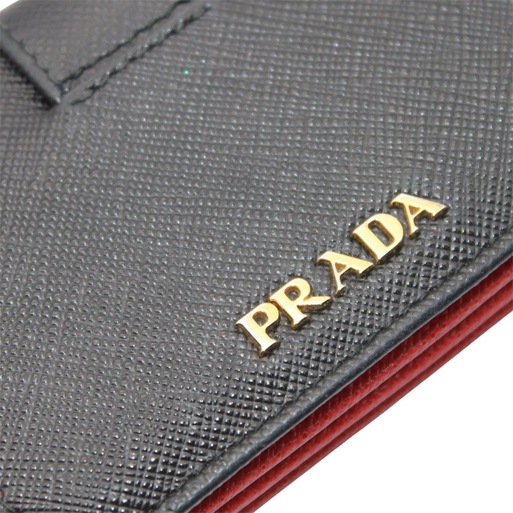 Prada Card Case Saffiano Black Red Accordion — view 6