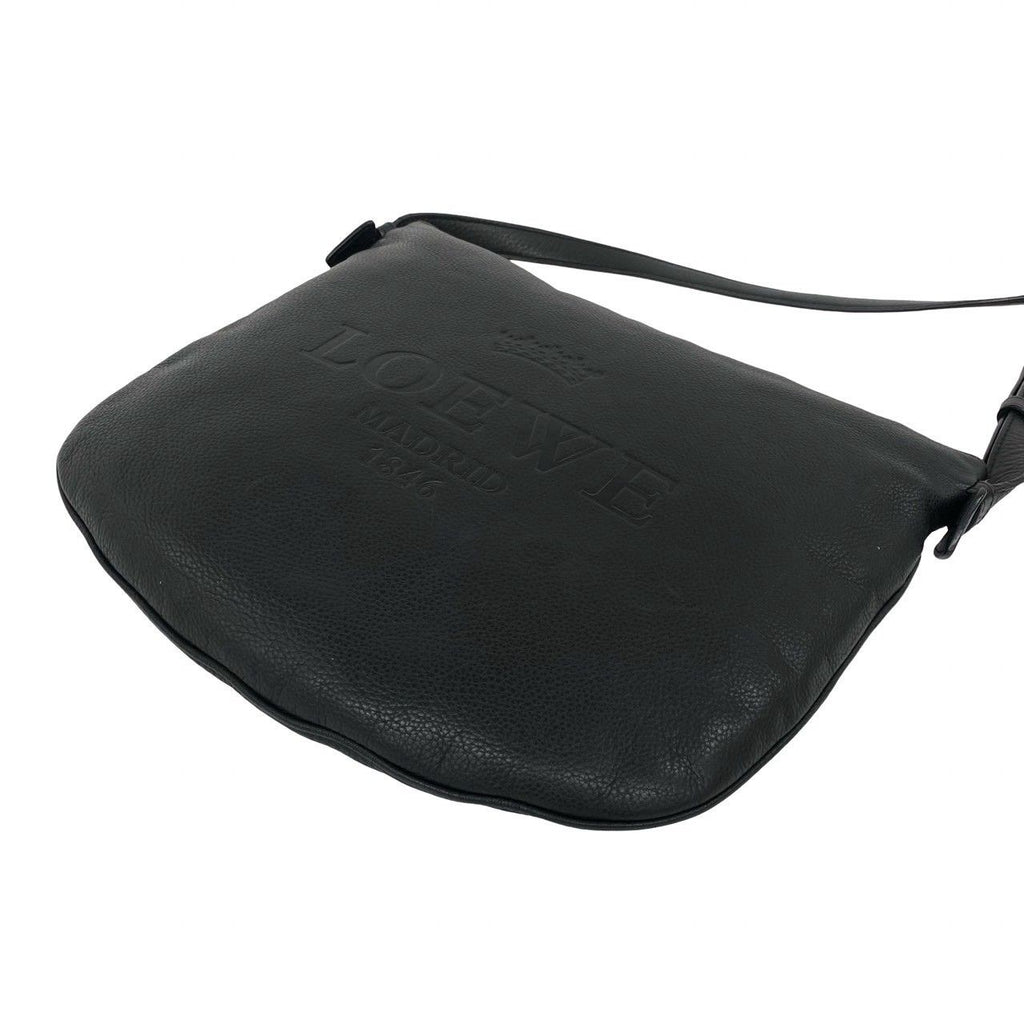 Loewe Heritage Logo Stamp Leather Shoulder Bag Crossbody Pochette Black — view 8