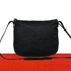Loewe Heritage Logo Stamp Leather Shoulder Bag Crossbody Pochette Black