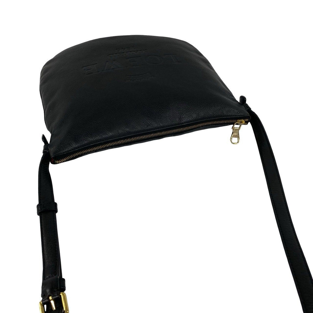 Loewe Heritage Logo Stamp Leather Shoulder Bag Crossbody Pochette Black — view 4