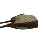 Gucci Vintage Sherry Line GG Logo Leather Drawstring Shoulder Bag Brown — view 5